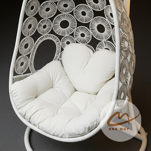 Xích Đu Ban Công Đan Đồng Xu Hoa Cúc – Ghế Thư Giãn Nhỏ Gọn Cho Không Gian Nhà Phố