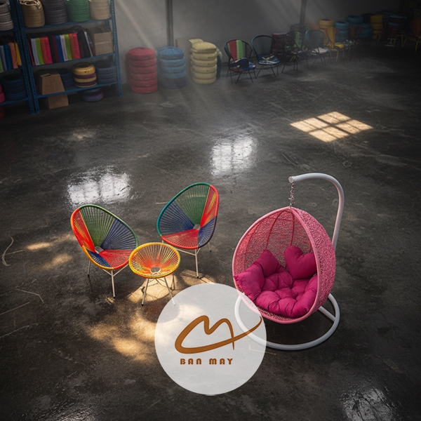 Xích đu mây nhựa, bộ bàn ghế acapulco nội thất bản mây setup ban công, sân vườn, ngoài trời