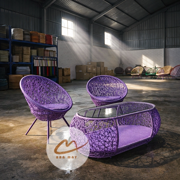 Bàn Ghế Mây Nhựa Putin Đan Rối, Thiết Kế Gọn Sang Với Hộc Bàn Tiện Dụng