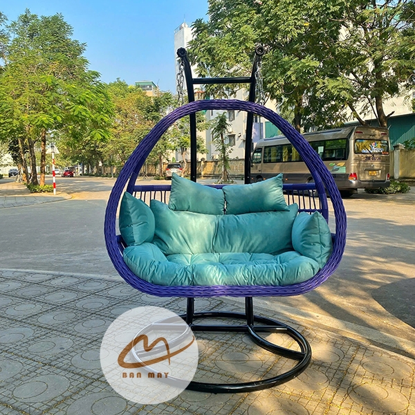 Xích Đu Mây Nhựa Thư Giãn Cần Kép - Mẫu Xích Đu Đẹp Màu Tím Sang Trọng