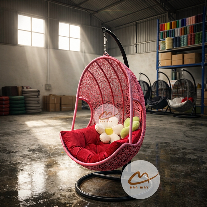 Xích Đu Mây Nhựa Lưng Tôm – Ngồi Lâu Vẫn Thoải Mái, Không Mỏi Lưng