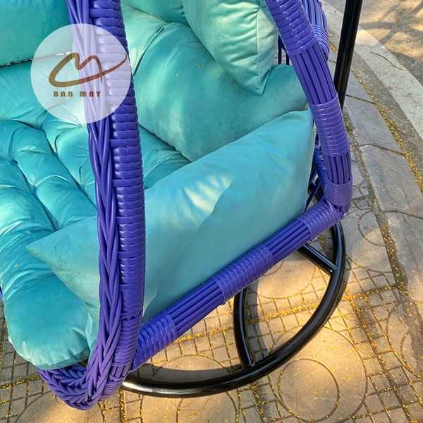 Xích Đu Mây Nhựa Thư Giãn Cần Kép - Mẫu Xích Đu Đẹp Màu Tím Sang Trọng