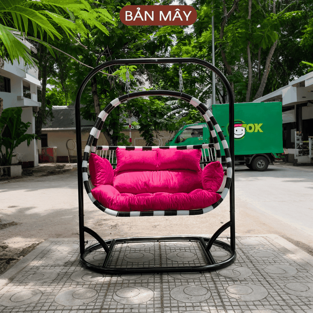 Xích Đu Ngoài Trời Dáng Bầu Dục Cao Cấp - Xích Đu Mây Nhựa Bản Mây