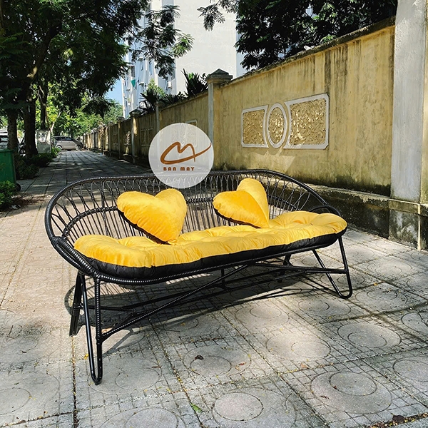 Bộ Bàn Ghế Mây Nhựa Xích Đu Tổ Chim, Decor Ban Công Sân Vườn Chịu Nắng Mưa