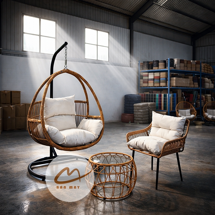 Bộ Bàn Ghế Mây Nhựa Ngoài Trời Phượng Hoàng Đơn – Góc Tiếp Khách Thư Giãn Cho Ban Công, Sân Vườn