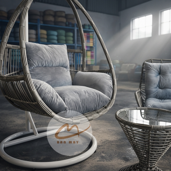 Bàn Ghế Mây Nhựa Thư Giãn Phượng Hoàng Đơn – Combo Xích Đu, Ghế Và Bàn Cho Góc Nghỉ Ngơi Ngoài Trời