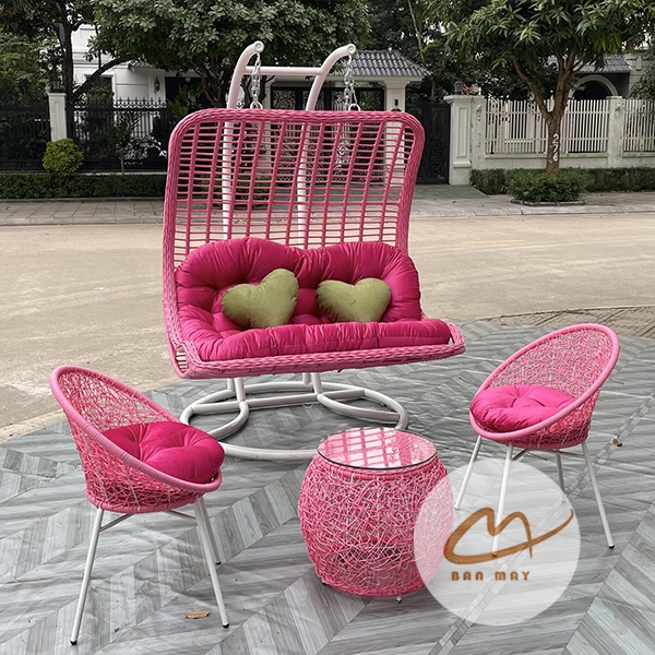 Bộ Bàn Ghế Xích Đu Lưng Vòm Cần Kép, Nội Thất Đại Gia Đình Bền Bỉ mà Sang Trọng