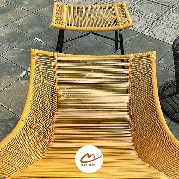 Ghế bập bênh mây nhựa, bộ bàn trà nội thất sân vườn Bản Mây thủ công, chịu nắng, chịu mưa