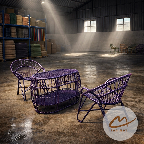 Bàn Ghế Mây Nhựa Đuôi Công – Bộ 2 Ghế 1 Bàn Tạo Điểm Nhấn Sang Trọng Cho Không Gian Sống
