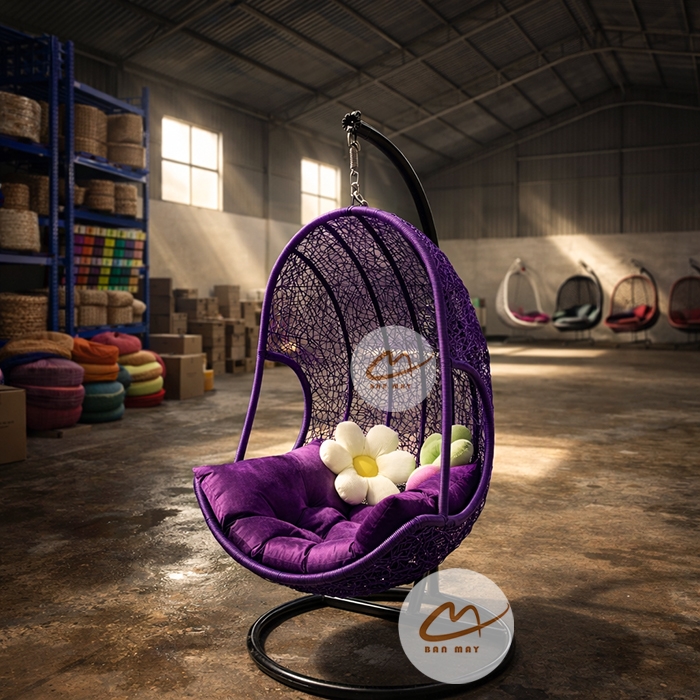 Xích Đu Mây Nhựa Lưng Tôm – Ngồi Lâu Vẫn Thoải Mái, Không Mỏi Lưng