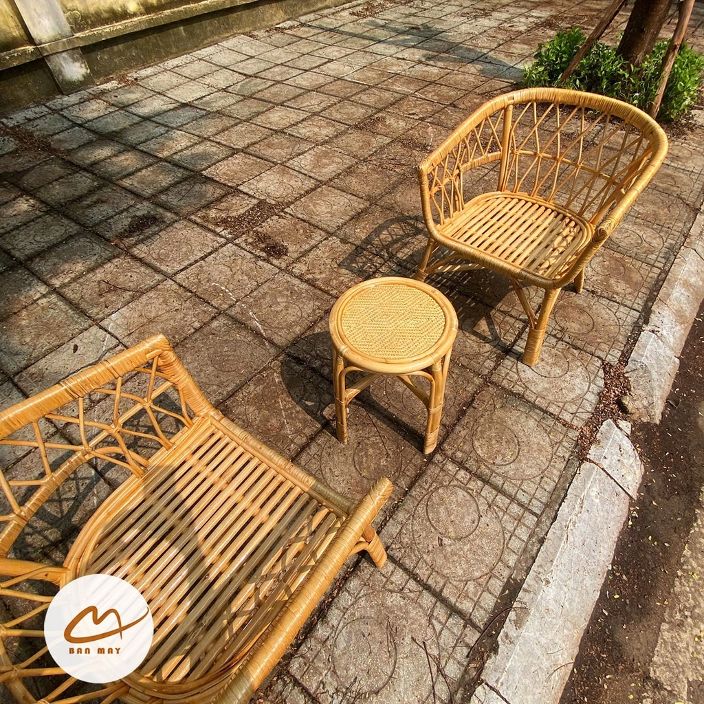 Bộ bàn ghế mây thật (2 ghế 1 bàn)