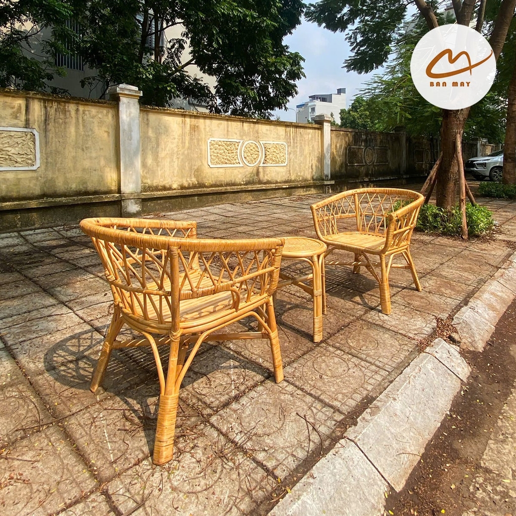 Bộ bàn ghế mây thật (2 ghế 1 bàn)