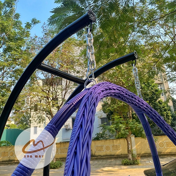 Xích Đu Mây Nhựa Thư Giãn Cần Kép - Mẫu Xích Đu Đẹp Màu Tím Sang Trọng
