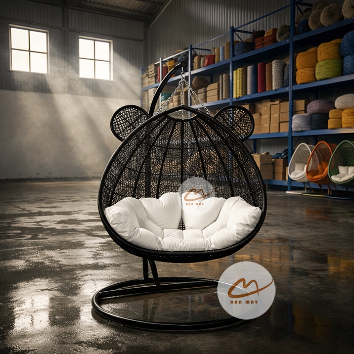 Ghế Xích Đu Đôi Tai Gấu – Thiết Kế Giọt Nước Biểu Tượng Cho 2 Người