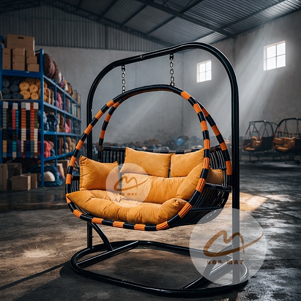 Xích Đu Ngoài Trời Dáng Bầu Dục Cao Cấp - Xích Đu Mây Nhựa Bản Mây