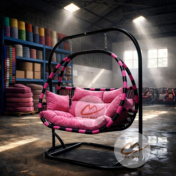 Xích Đu Ngoài Trời Dáng Bầu Dục Cao Cấp - Xích Đu Mây Nhựa Bản Mây