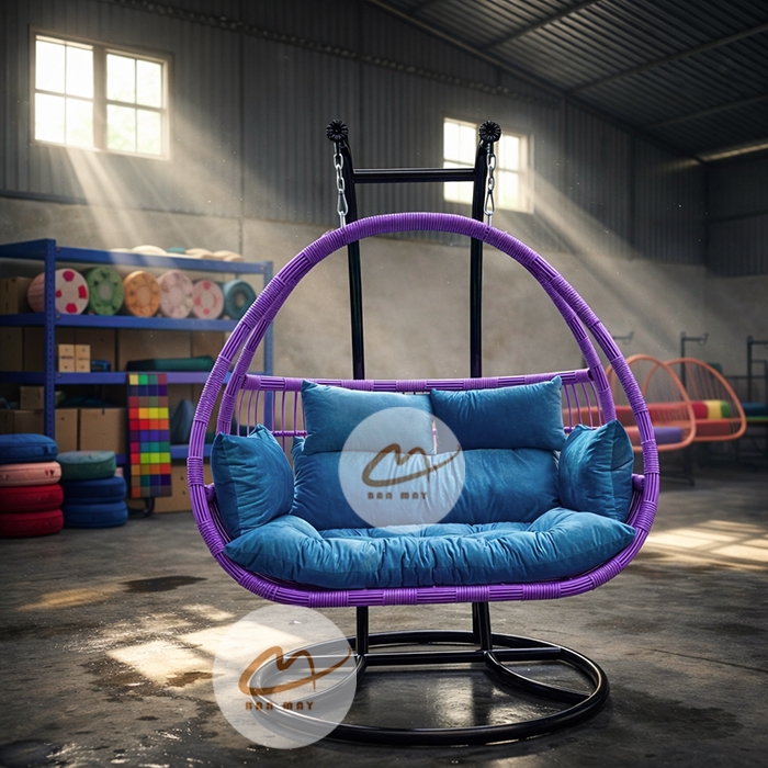 Xích Đu Thư Giãn Cần Kép Bản Mây - Xích Đu Mây Nhựa Chịu Tải 300kg