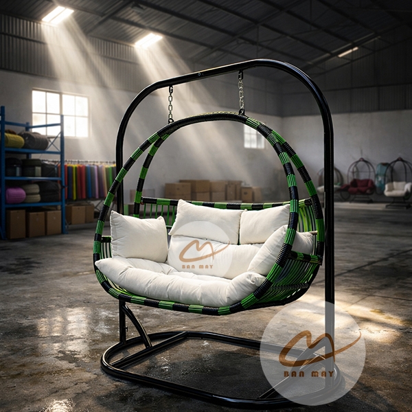 Xích Đu Ngoài Trời Dáng Bầu Dục Cao Cấp - Xích Đu Mây Nhựa Bản Mây