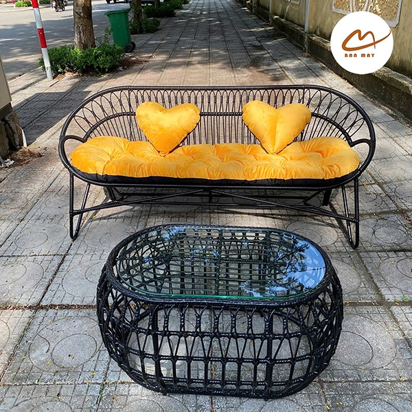 Bộ Bàn Ghế Mây Nhựa Xích Đu Tổ Chim, Decor Ban Công Sân Vườn Chịu Nắng Mưa