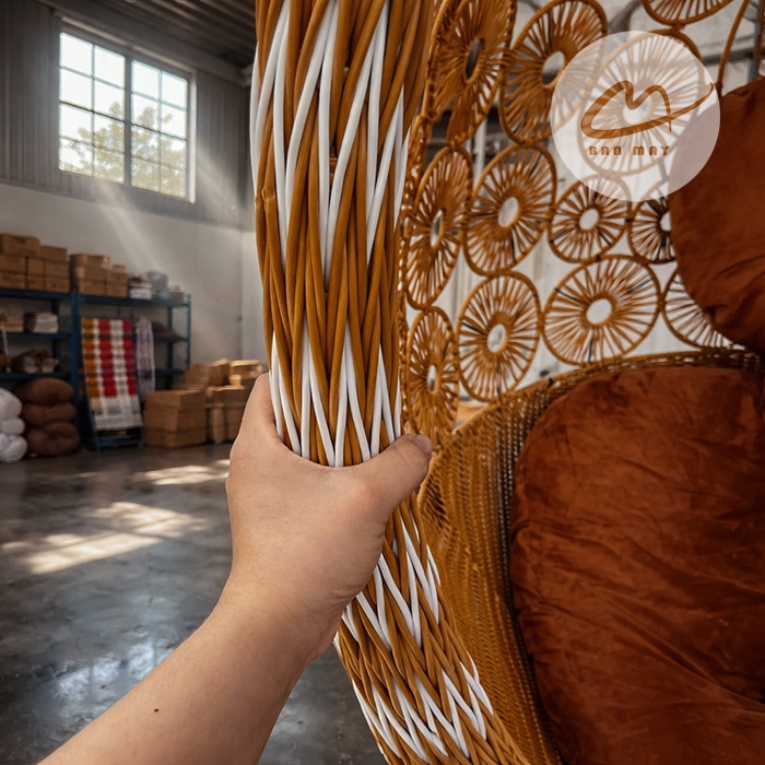 Ghế Xích Đu Cần Kép Đồng Xu Hoa Cúc – Không Gian Thư Giãn Rộng Rãi Cho 2–3 Người