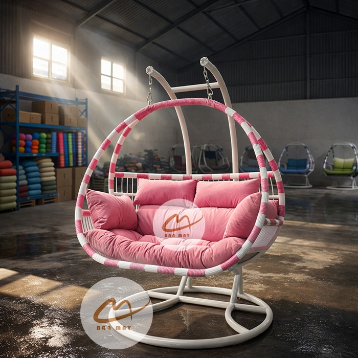 Xích Đu Mây Nhựa Cần Kép Phượng Hoàng - Mẫu Xích Đu Decor Ban Công Siêu Bền