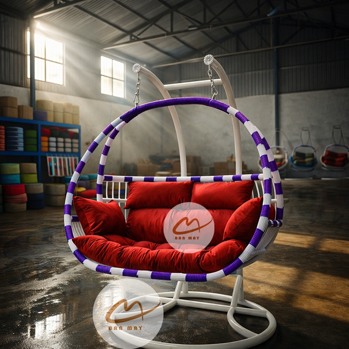 Xích Đu Mây Nhựa Cần Kép Phượng Hoàng - Mẫu Xích Đu Decor Ban Công Siêu Bền