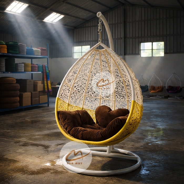 Xích Đu Giọt Nước Phối Hai Tầng Màu – Thiết Kế Chuyển Sắc Trong Dòng Xích Đu Mây Nhựa