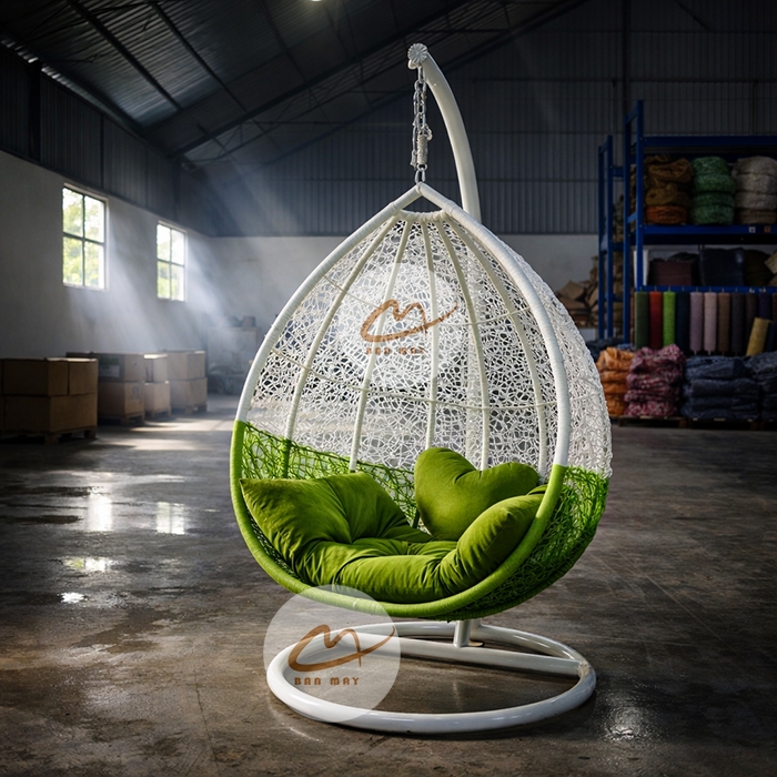 Xích Đu Giọt Nước Phối Hai Tầng Màu – Thiết Kế Chuyển Sắc Trong Dòng Xích Đu Mây Nhựa