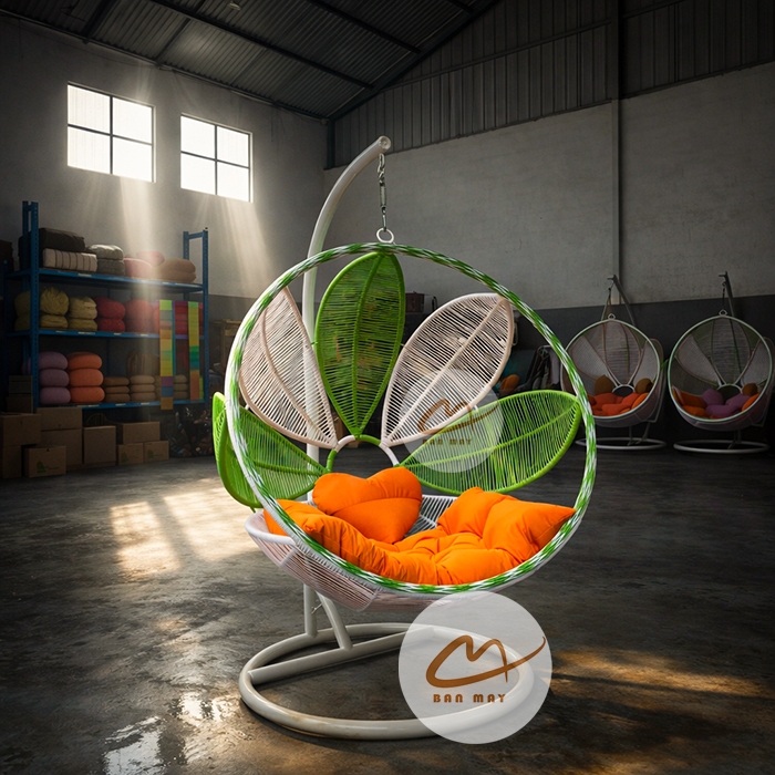 Xích Đu Mây Nhựa Cánh Hoa – Thiết Kế Nghệ Thuật Cho Không Gian Thư Giãn