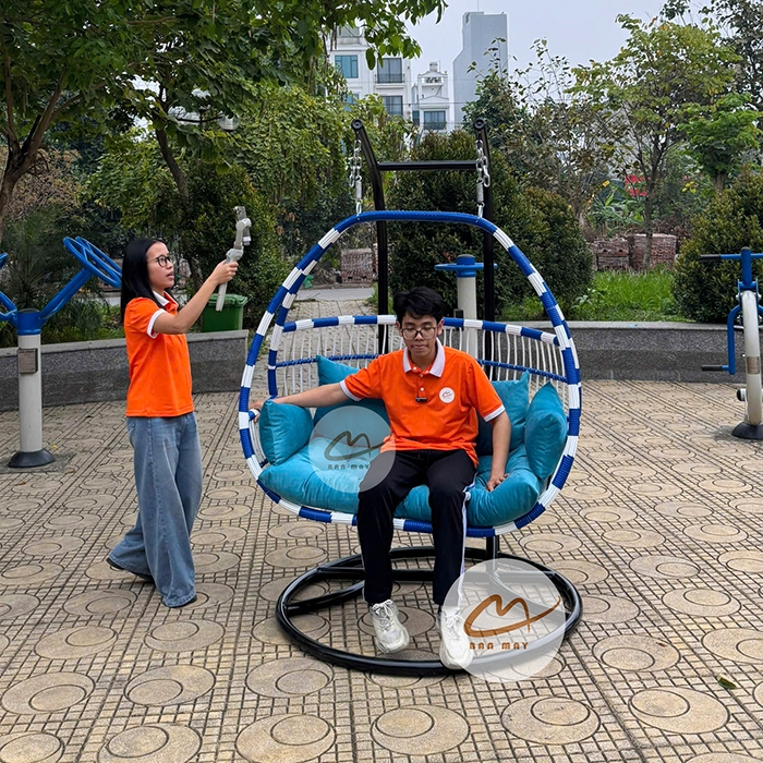 Xích Đu Mây Nhựa Cần Kép Phượng Hoàng - Mẫu Xích Đu Decor Ban Công Siêu Bền