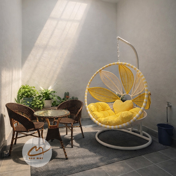 Bộ xích đu sân vườn, bàn ghế ban công nội thất ngoài trời ngồi thư giãn, chịu nắng chịu mưa