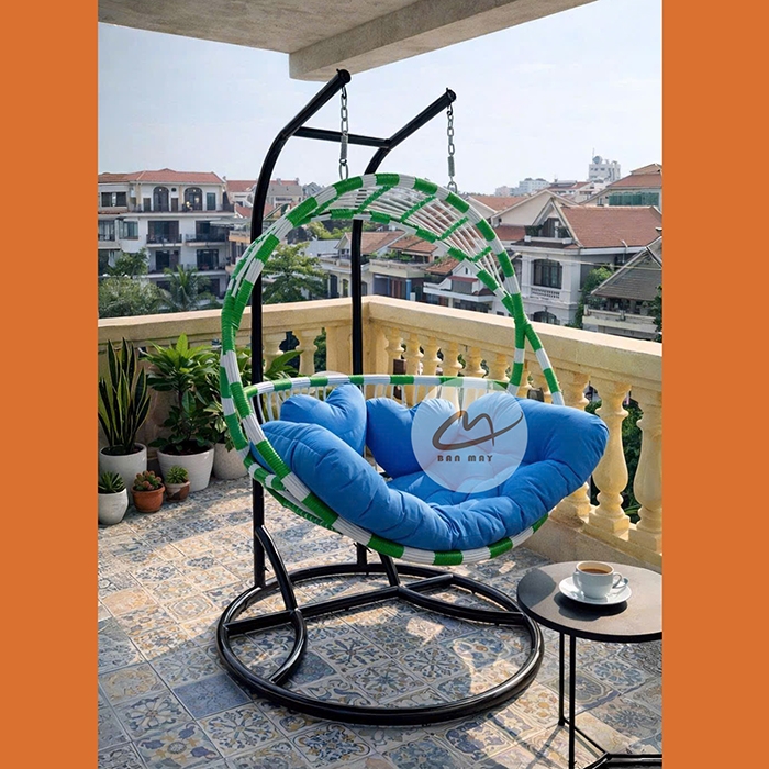 Xích Đu Ngoài Trời Song Nguyệt Cần Kép – Biểu Tượng Hình Khối Cho Không Gian Sân Vườn