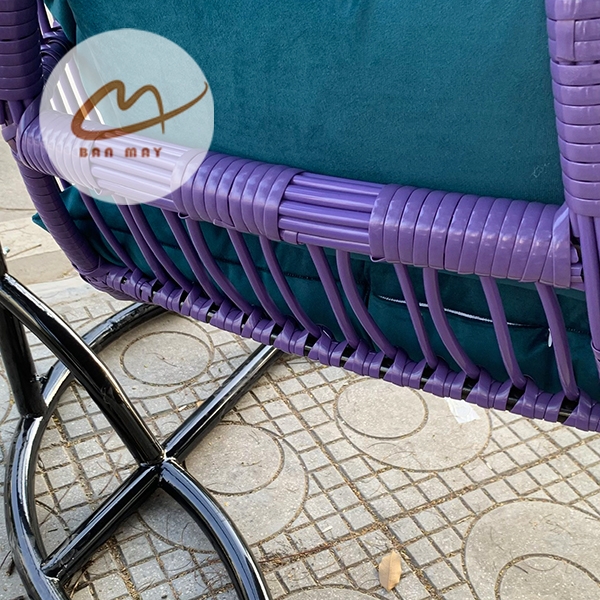 Xích Đu Thư Giãn Cần Kép Bản Mây - Xích Đu Mây Nhựa Chịu Tải 300kg