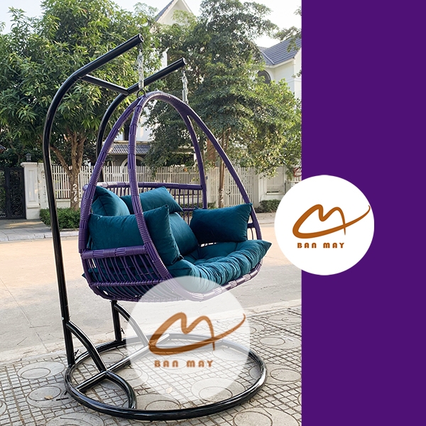 Xích Đu Thư Giãn Cần Kép Bản Mây - Xích Đu Mây Nhựa Chịu Tải 300kg