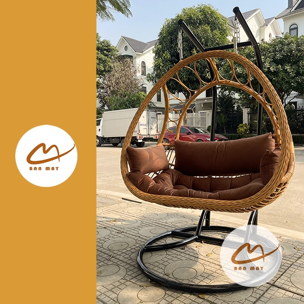 Xích Đu Đẹp Bán Nguyệt Mây Nhựa Khung Thép – Góc Thư Giãn Ấm Áp Cho Gia Đình