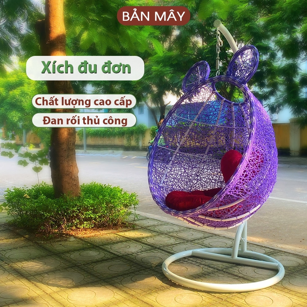 Xích đu đơn tai gấu đan rối màu tím