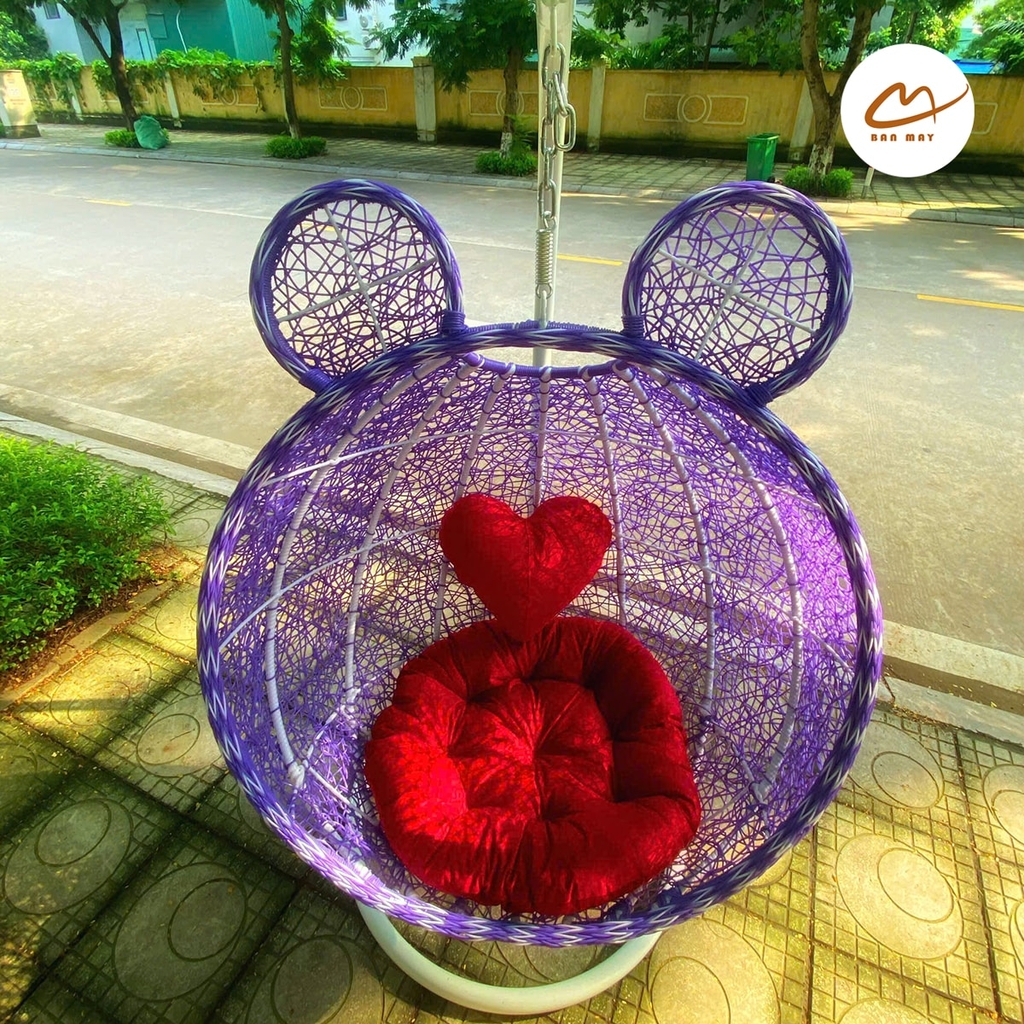 Xích đu đơn tai gấu đan rối màu tím