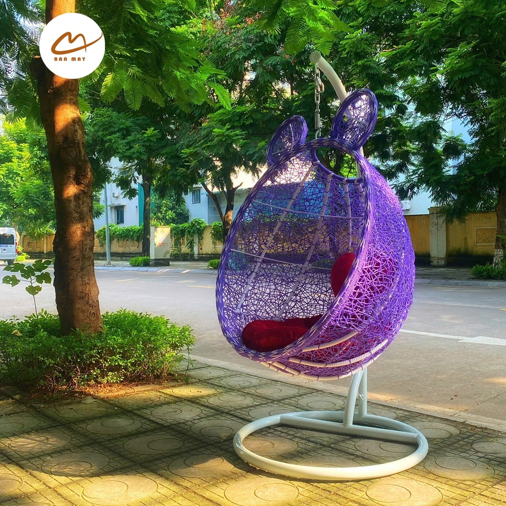 Xích đu đơn tai gấu đan rối màu tím