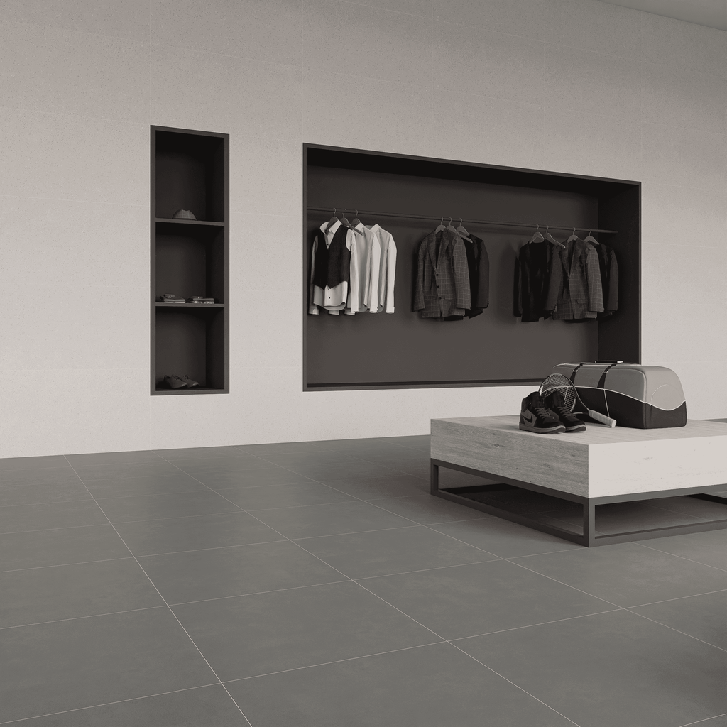 Gạch Ấn Độ 600x600 men Matt Porcelain RAW SLATE GREY