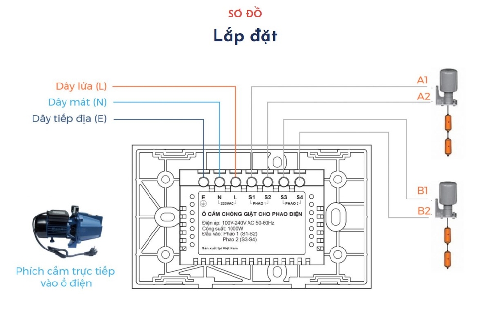 Ổ cắm chống giật cho phao điện Vconnex VCN-SK-FL