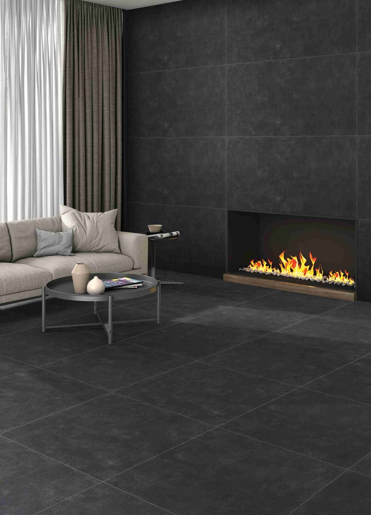 Gạch Ấn Độ 600x600 men Matt Porcelain RAW CHARCOAL