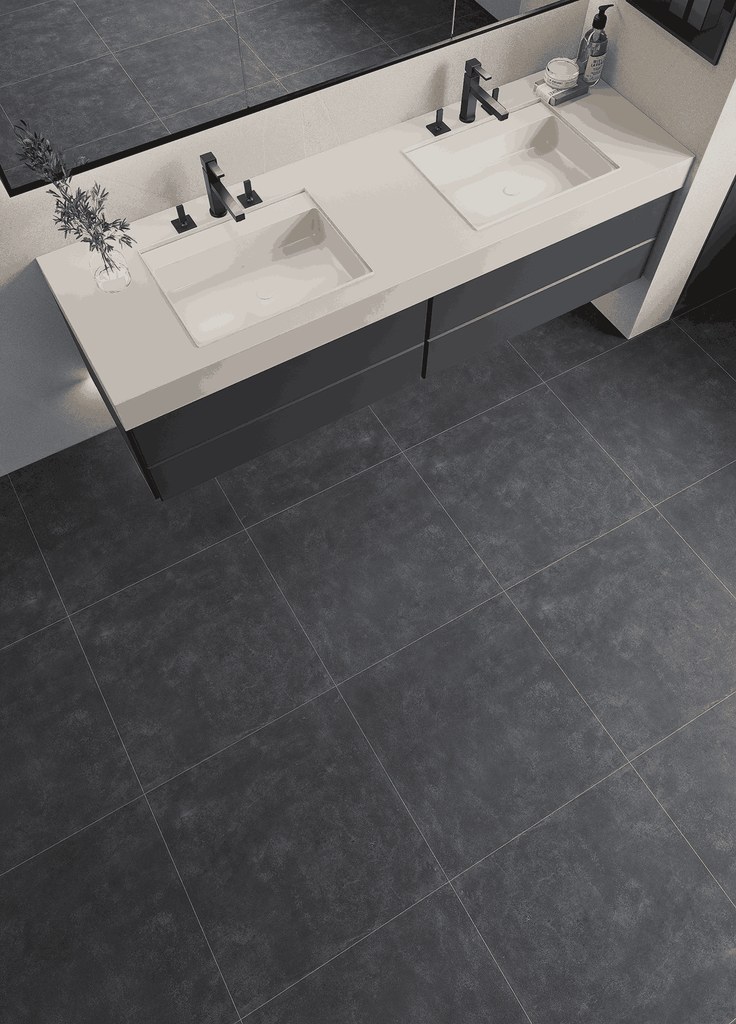 Gạch Ấn Độ 600x600 men Matt Porcelain RAW CHARCOAL