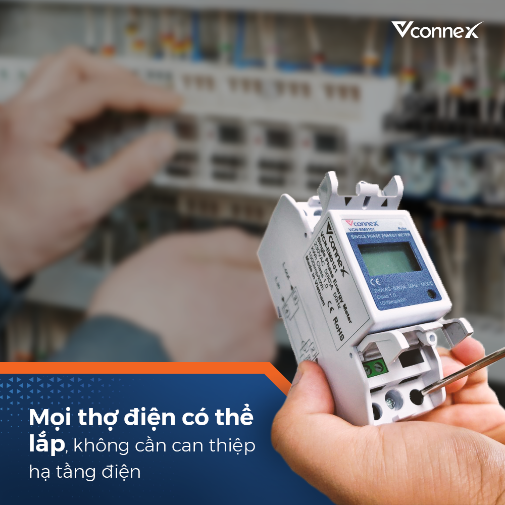 Bộ giám sát tiêu thụ điện năng thông minh 1 pha Vconnex VCN-EM0101