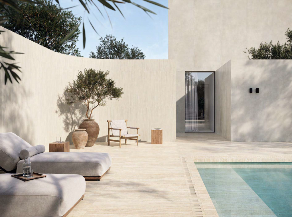 Gạch Ý 600x1200 men Matt Porcelain TRAVERTINO BEIGE VEIN CUT TR03BA