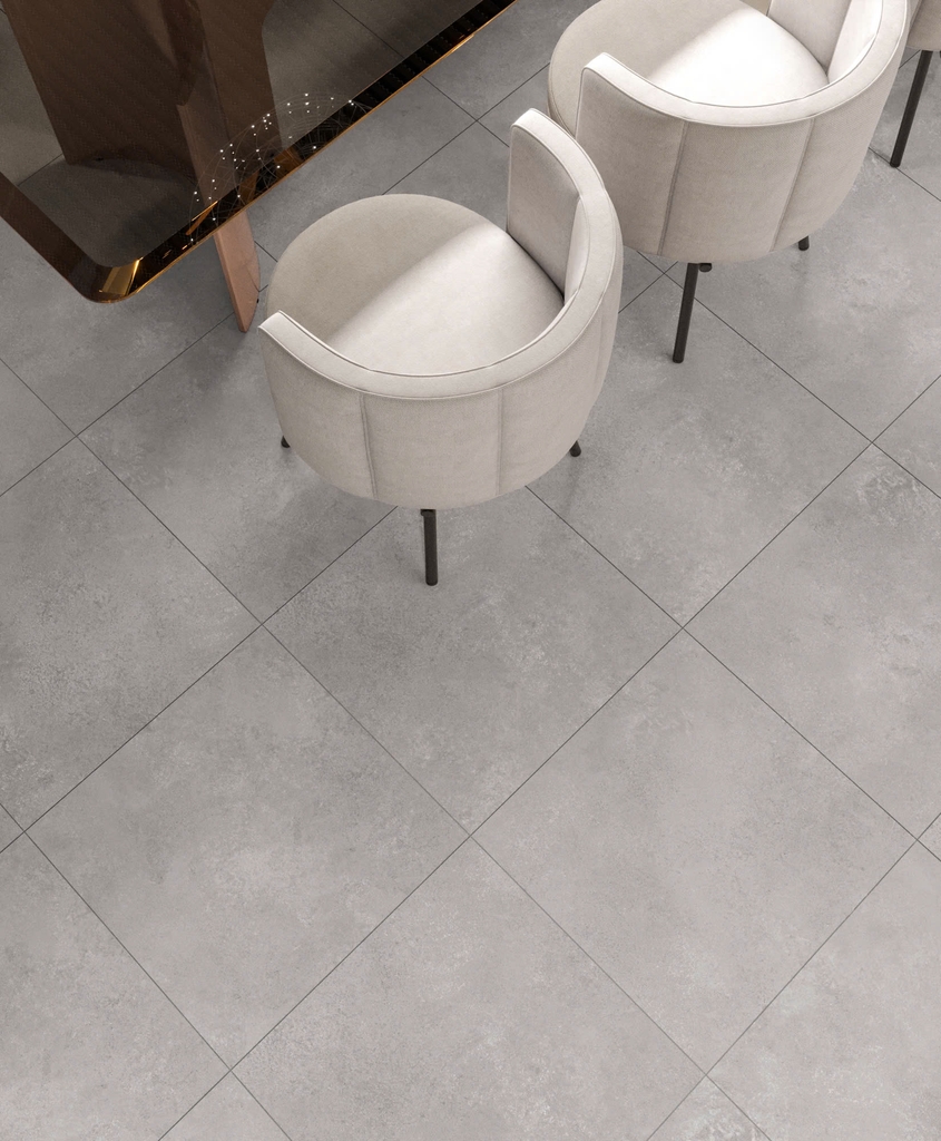 Gạch Ấn Độ 600x600 men Matt Porcelain BETON GRIS