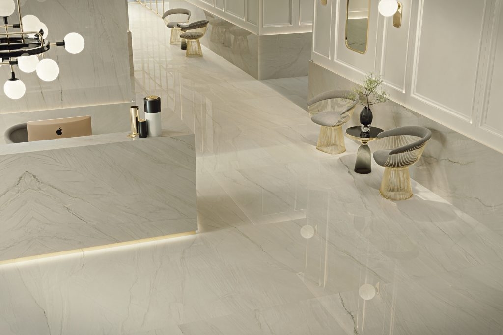 Gạch Ý 600x1200 men Bóng Porcelain CALACATTA MONT BLANC MW05BAL