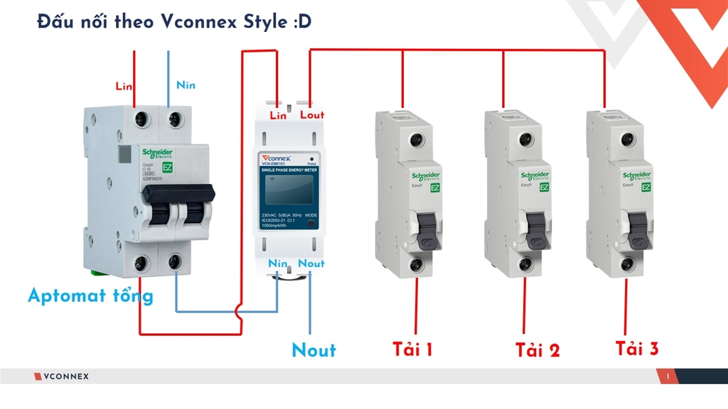 Bộ giám sát tiêu thụ điện năng thông minh 1 pha Vconnex VCN-EM0101