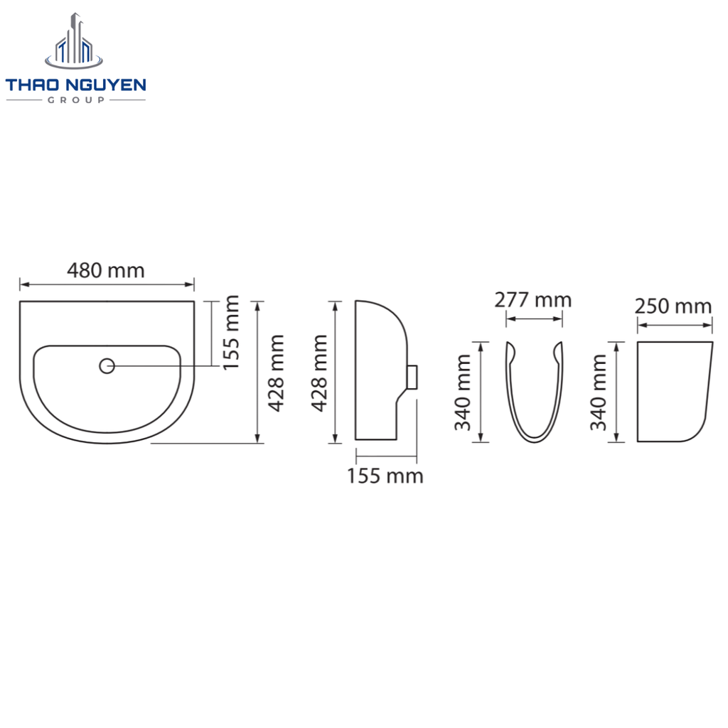 Chậu Lavabo Treo Tường JOPA JP1-223 Kèm Chân Treo JP2-501