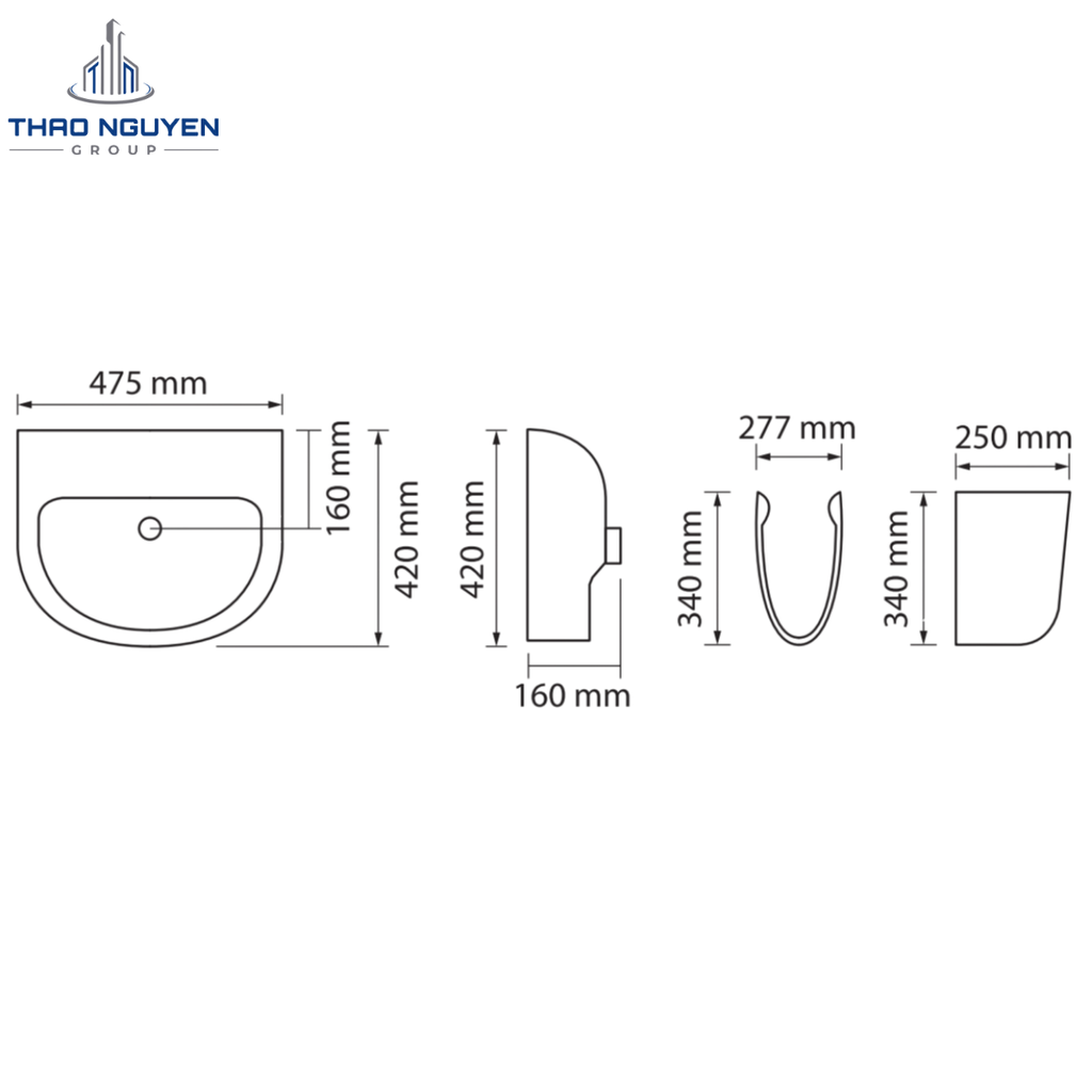 Chậu Lavabo Treo Tường JOPA JP1-224 Kèm Chân Treo JP2-501