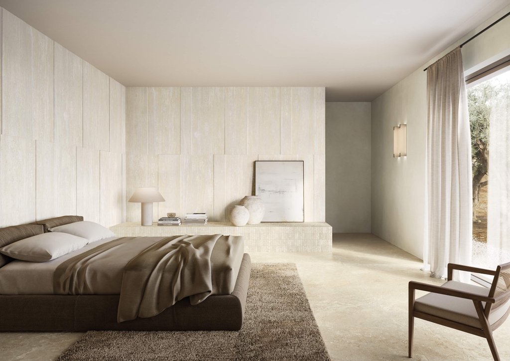 Gạch Ý 1200x1200 men Matt Porcelain TRAVERTINO BEIGE COSS CUT TR0412